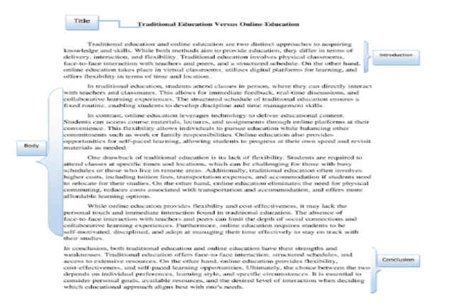 structure of a compare and contrast essay